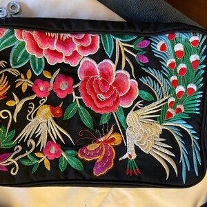 Floral Embroidered Clutch